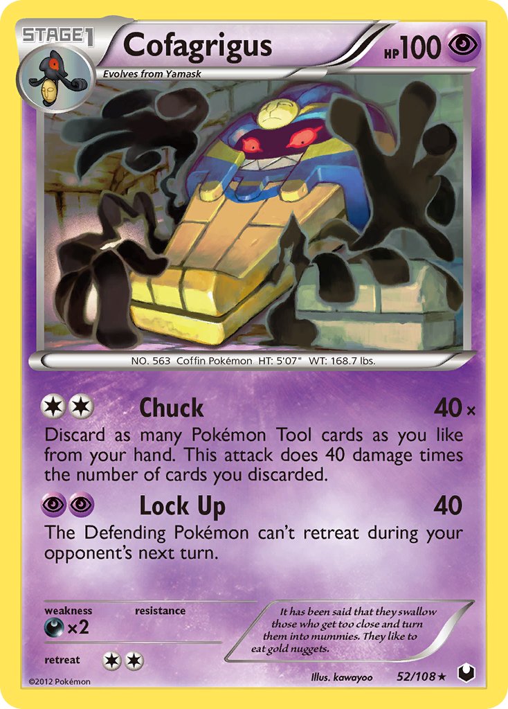 Cofagrigus (52/108) (Cracked Ice Holo) (Theme Deck Exclusive) [Black & White: Dark Explorers] - Card Brawlers | Quebec | Canada | Yu-Gi-Oh!