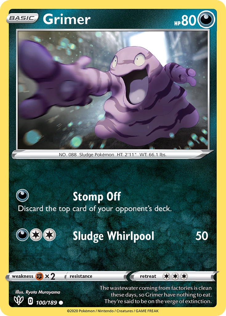 Grimer (100/189) [Sword & Shield: Darkness Ablaze] - Card Brawlers | Quebec | Canada | Yu-Gi-Oh!