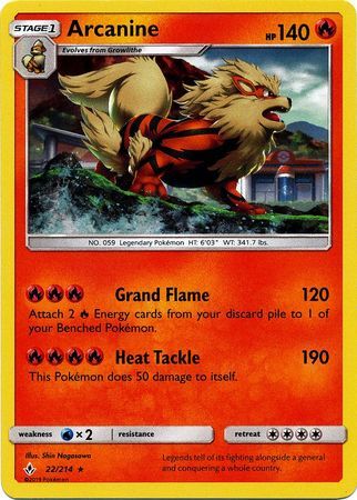 Arcanine (22/214) (Cosmos Holo) [Sun & Moon: Unbroken Bonds] - Card Brawlers | Quebec | Canada | Yu-Gi-Oh!