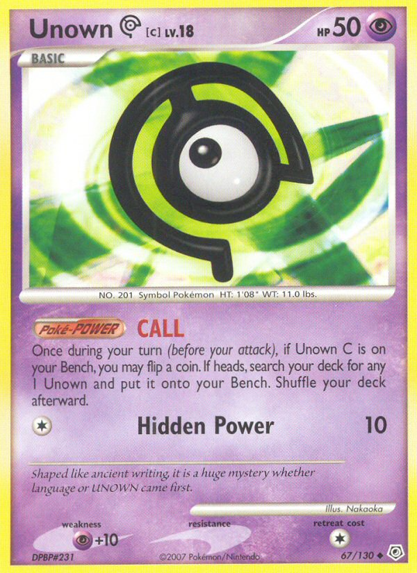 Unown C (67/130) [Diamond & Pearl: Base Set] - Card Brawlers | Quebec | Canada | Yu-Gi-Oh!