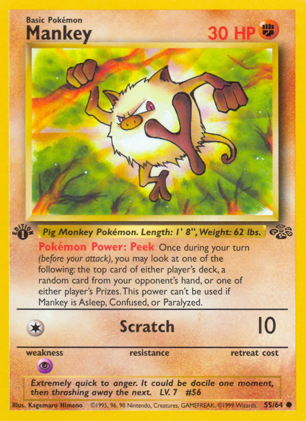 Mankey (55/64) [Jungle 1st Edition] - Card Brawlers | Quebec | Canada | Yu-Gi-Oh!