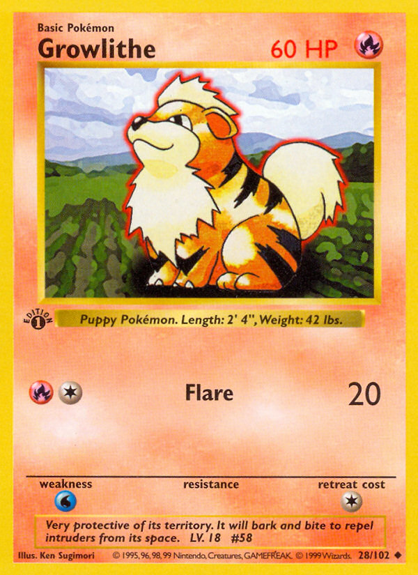 Growlithe (28/102) (Shadowless) [Base Set 1st Edition] - Card Brawlers | Quebec | Canada | Yu-Gi-Oh!