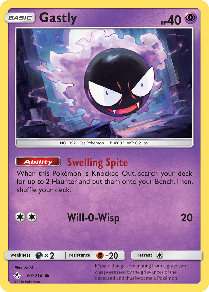 Gastly (67/214) [Sun & Moon: Unbroken Bonds] - Card Brawlers | Quebec | Canada | Yu-Gi-Oh!