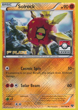 Solrock (64/146) (1st Place League Challenge Promo) [XY: Base Set] - Card Brawlers | Quebec | Canada | Yu-Gi-Oh!
