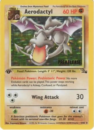 Aerodactyl (1/62) (Prerelease Promo) [Fossil 1st Edition] - Card Brawlers | Quebec | Canada | Yu-Gi-Oh!
