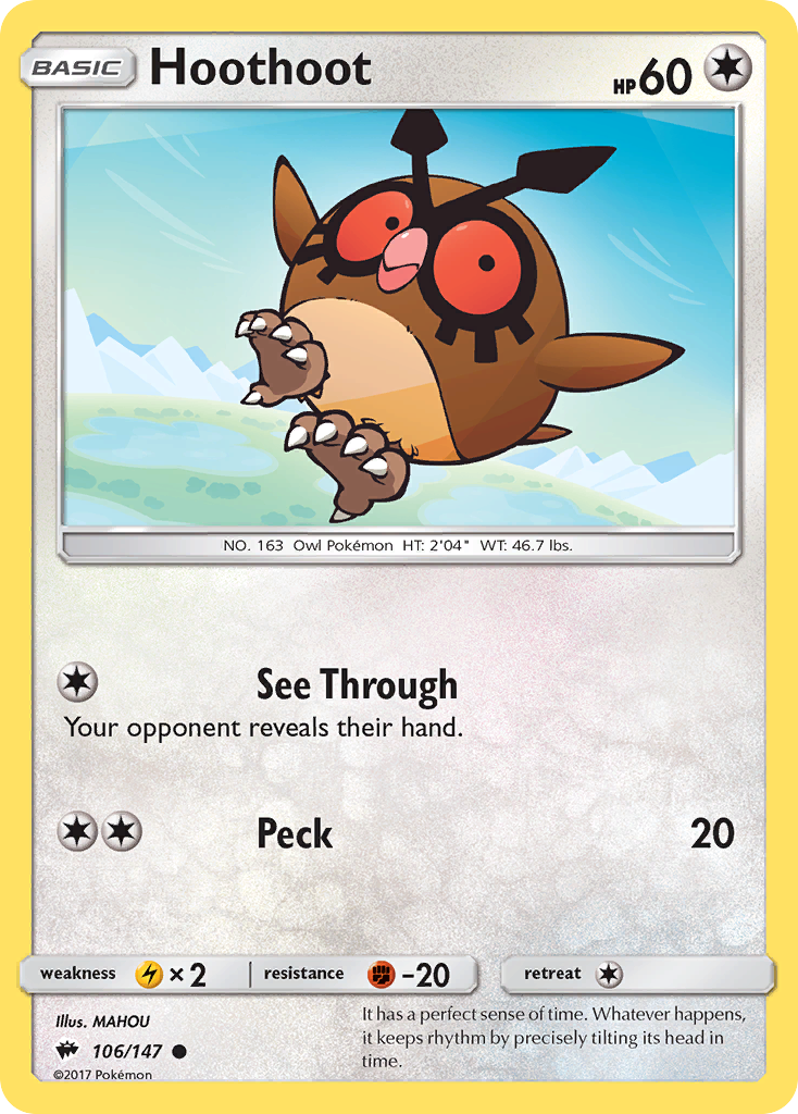 Hoothoot (106/147) [Sun & Moon: Burning Shadows] - Card Brawlers | Quebec | Canada | Yu-Gi-Oh!