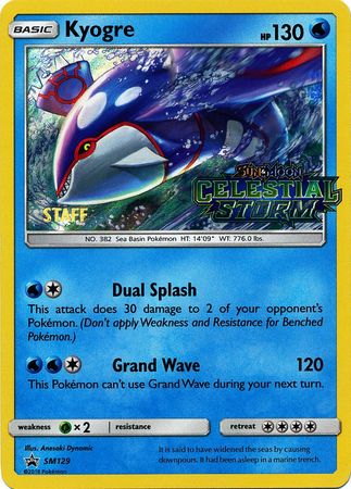 Kyogre (SM129) (Staff Prerelease Promo) [Sun & Moon: Black Star Promos] - Card Brawlers | Quebec | Canada | Yu-Gi-Oh!