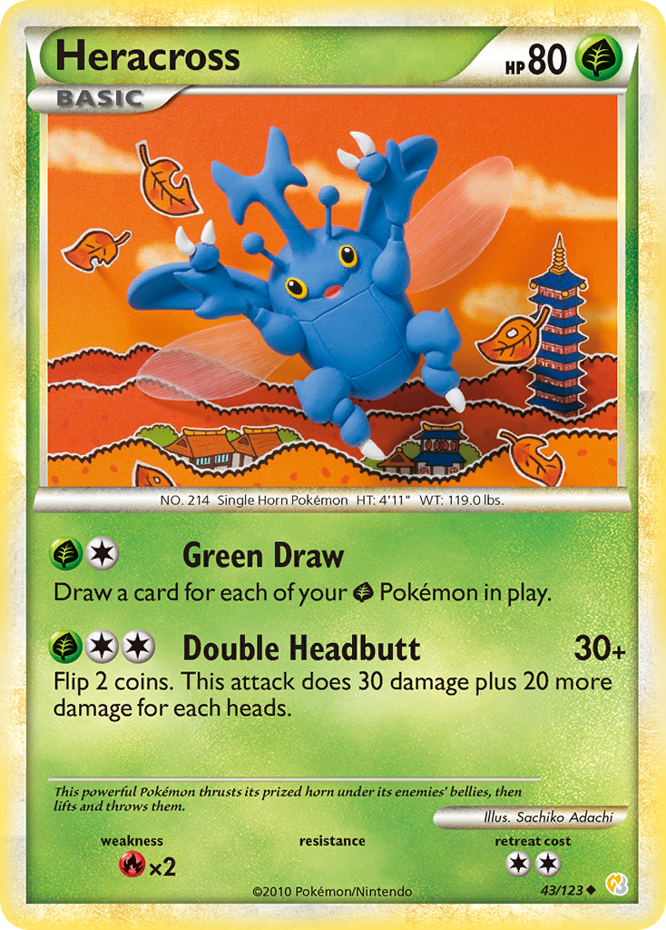 Heracross (43/123) [HeartGold & SoulSilver: Base Set] - Card Brawlers | Quebec | Canada | Yu-Gi-Oh!
