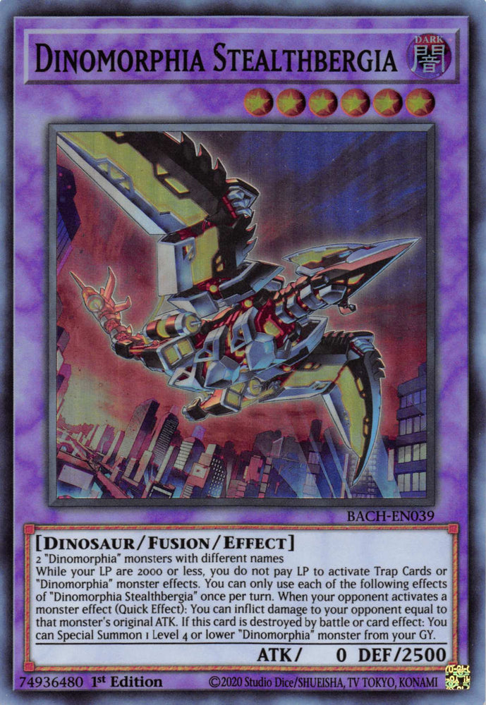 Dinomorphia Stealthbergia [BACH-EN039] Super Rare - Card Brawlers | Quebec | Canada | Yu-Gi-Oh!