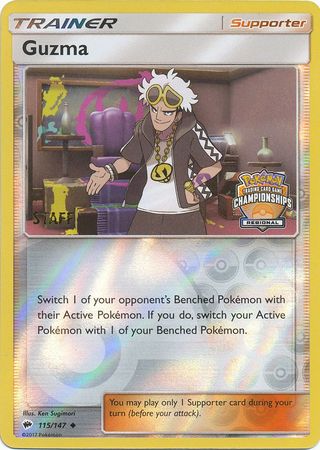 Guzma (115/147) (League Promo) (Staff) [Sun & Moon: Burning Shadows] - Card Brawlers | Quebec | Canada | Yu-Gi-Oh!