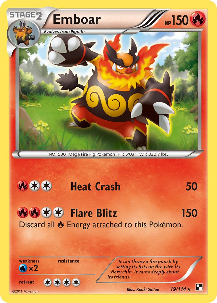 Emboar (19/114) (Cracked Ice Holo) (Theme Deck Exclusive) [Black & White: Base Set] - Card Brawlers | Quebec | Canada | Yu-Gi-Oh!