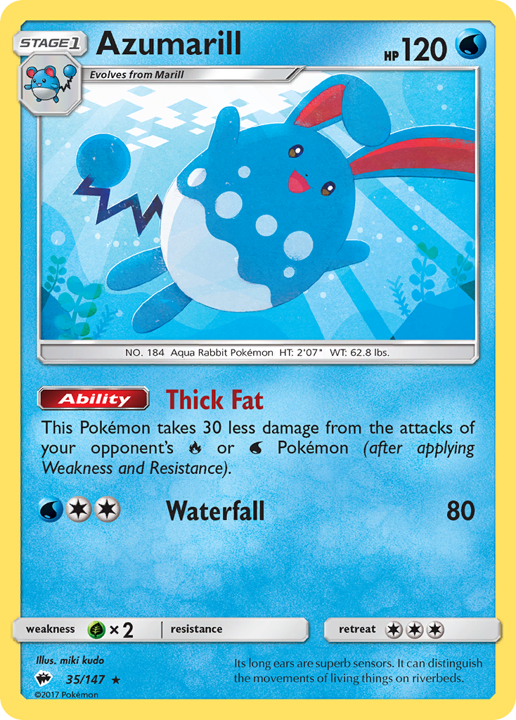 Azumarill (35/147) [Sun & Moon: Burning Shadows] - Card Brawlers | Quebec | Canada | Yu-Gi-Oh!