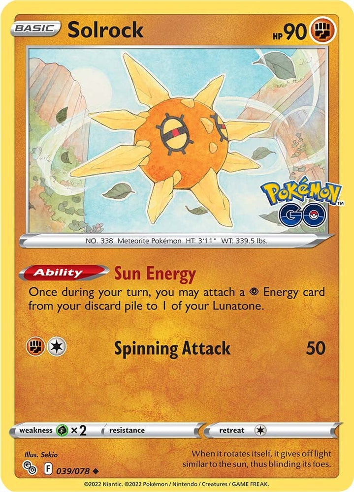 Solrock (039/078) [Pokémon GO] - Card Brawlers | Quebec | Canada | Yu-Gi-Oh!