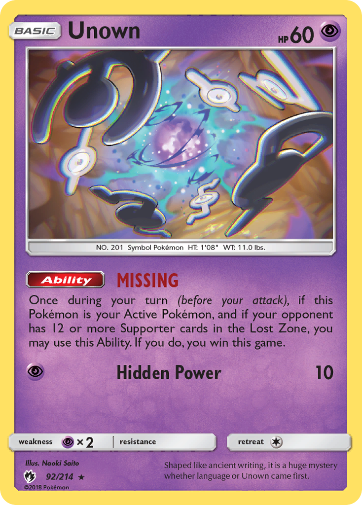 Unown (92/214) [Sun & Moon: Lost Thunder] - Card Brawlers | Quebec | Canada | Yu-Gi-Oh!
