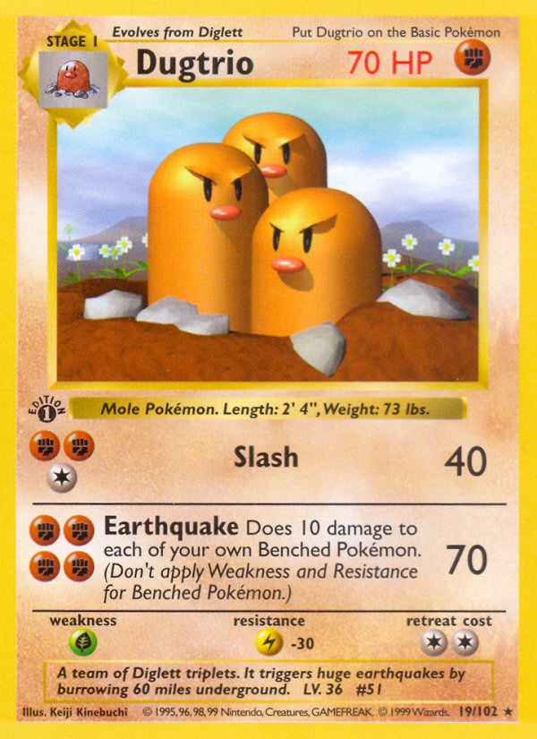 Dugtrio (19/102) (Shadowless) [Base Set 1st Edition] - Card Brawlers | Quebec | Canada | Yu-Gi-Oh!