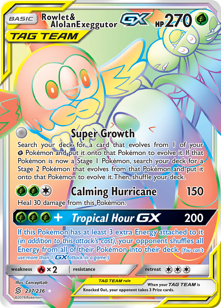 Rowlet & Alolan Exeggutor GX (237/236) [Sun & Moon: Unified Minds] - Card Brawlers | Quebec | Canada | Yu-Gi-Oh!