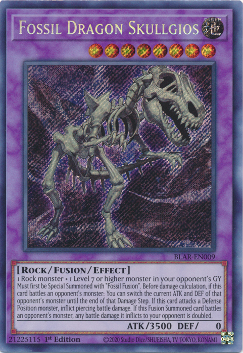 Fossil Dragon Skullgios [BLAR-EN009] Secret Rare - Card Brawlers | Quebec | Canada | Yu-Gi-Oh!