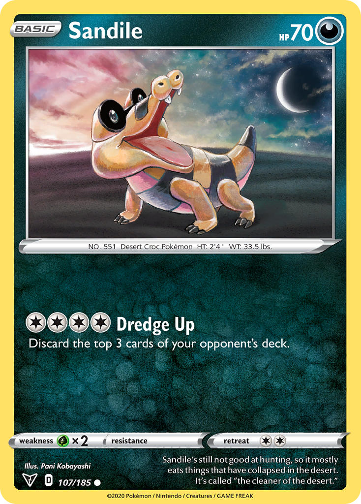 Sandile (107/185) [Sword & Shield: Vivid Voltage] - Card Brawlers | Quebec | Canada | Yu-Gi-Oh!