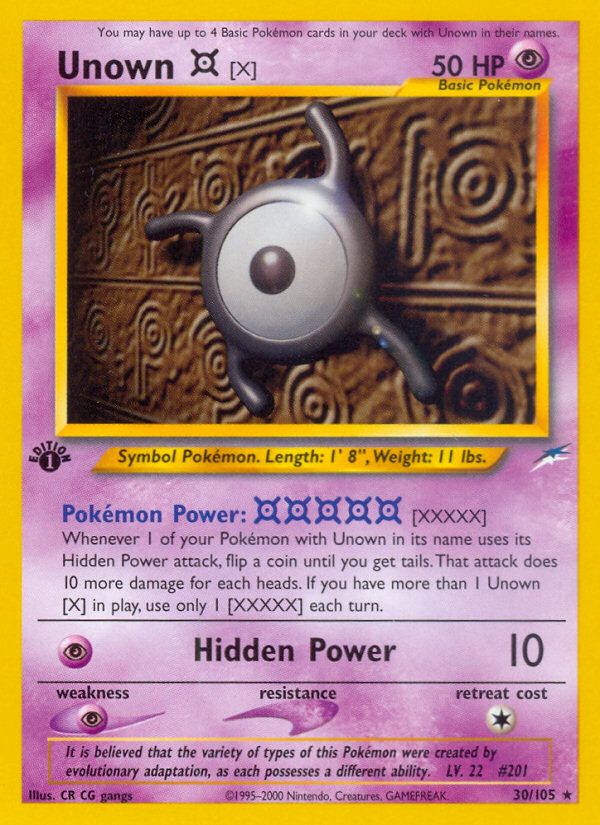 Unown [X] (30/105) [Neo Destiny 1st Edition] - Card Brawlers | Quebec | Canada | Yu-Gi-Oh!