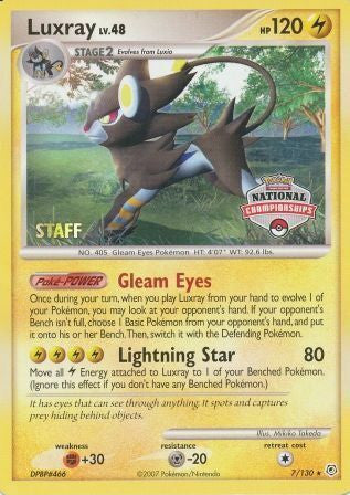 Luxray (7/130) (National Championships) (Staff) [Diamond & Pearl: Base Set] - Card Brawlers | Quebec | Canada | Yu-Gi-Oh!