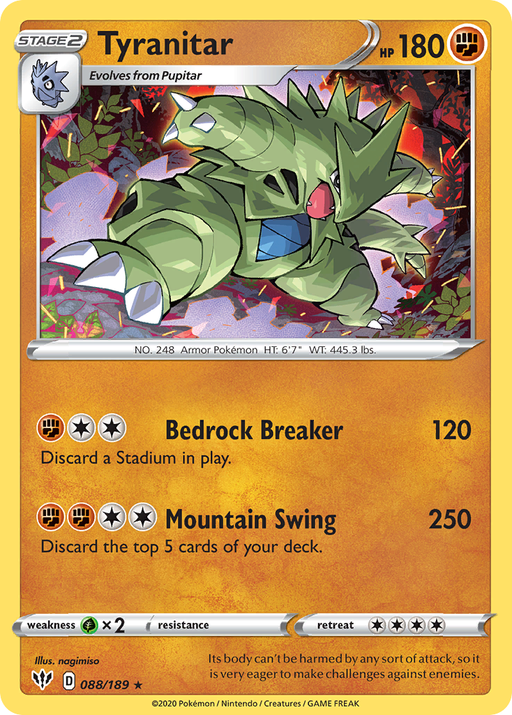 Tyranitar (088/189) [Sword & Shield: Darkness Ablaze] - Card Brawlers | Quebec | Canada | Yu-Gi-Oh!