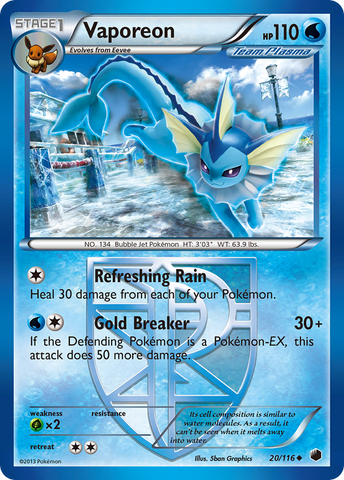 Vaporeon (20/116) [Black & White: Plasma Freeze] - Card Brawlers | Quebec | Canada | Yu-Gi-Oh!