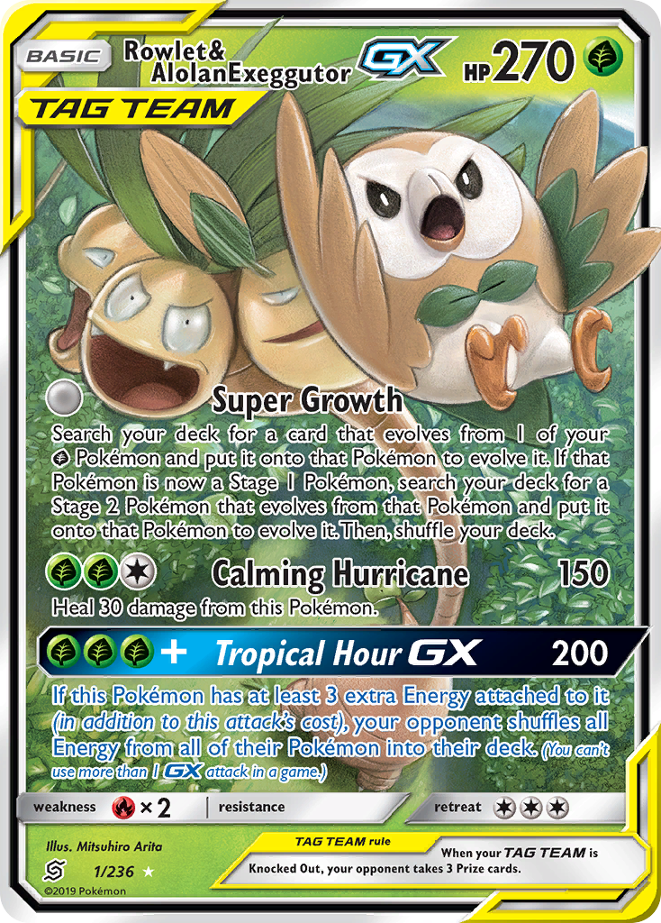 Rowlet & Alolan Exeggutor GX (1/236) [Sun & Moon: Unified Minds] - Card Brawlers | Quebec | Canada | Yu-Gi-Oh!