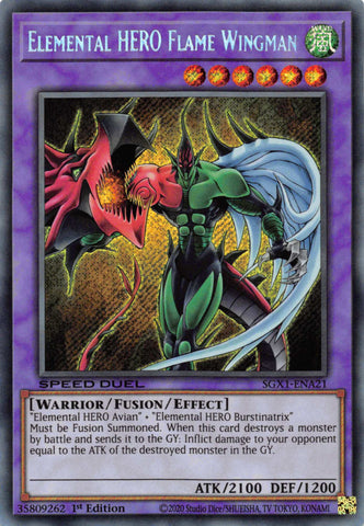 Elemental HERO Flame Wingman [SGX1-ENA21] Secret Rare - Card Brawlers | Quebec | Canada | Yu-Gi-Oh!