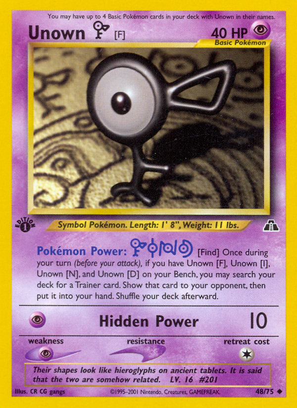 Unown [F] (48/75) [Neo Discovery 1st Edition] - Card Brawlers | Quebec | Canada | Yu-Gi-Oh!