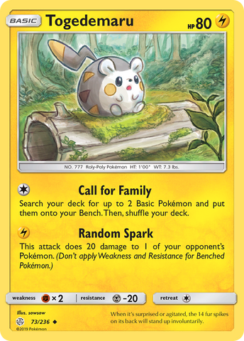 Togedemaru (73/236) [Sun & Moon: Cosmic Eclipse] - Card Brawlers | Quebec | Canada | Yu-Gi-Oh!