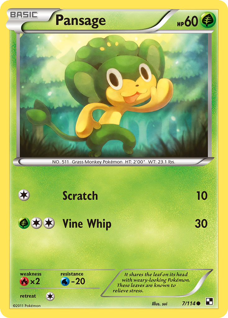 Pansage (7/114) [Black & White: Base Set] - Card Brawlers | Quebec | Canada | Yu-Gi-Oh!