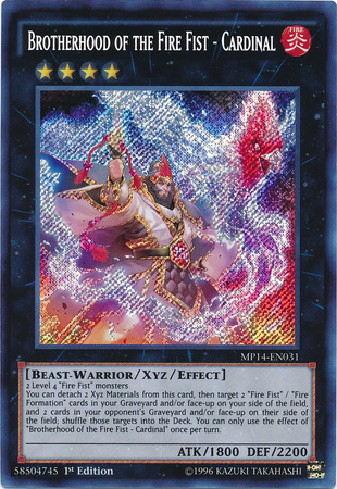 Brotherhood of the Fire Fist - Cardinal [MP14-EN031] Secret Rare - Card Brawlers | Quebec | Canada | Yu-Gi-Oh!