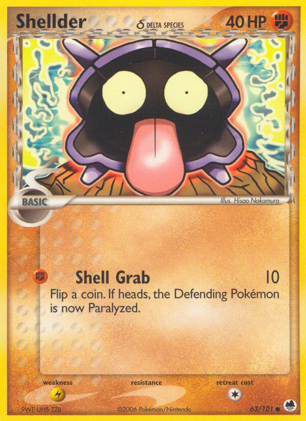 Shellder (63/101) (Delta Species) [EX: Dragon Frontiers] - Card Brawlers | Quebec | Canada | Yu-Gi-Oh!