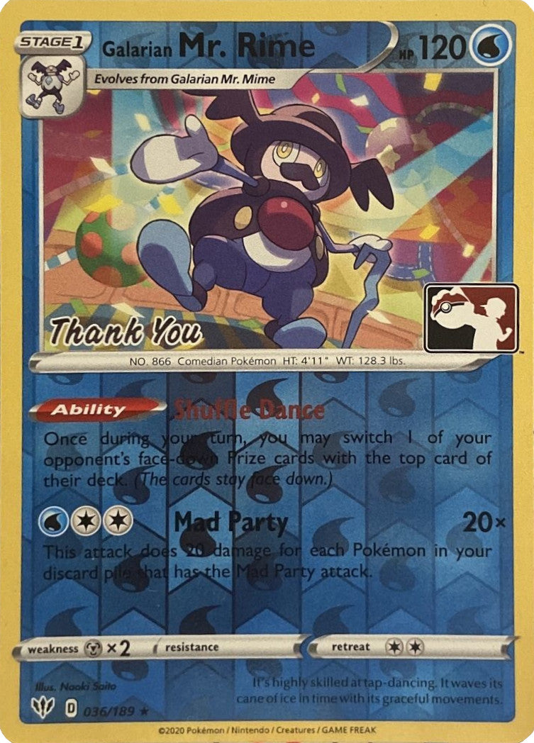 Galarian Mr. Rime (036/189) (Thank You Promo) [Sword & Shield: Darkness Ablaze] - Card Brawlers | Quebec | Canada | Yu-Gi-Oh!