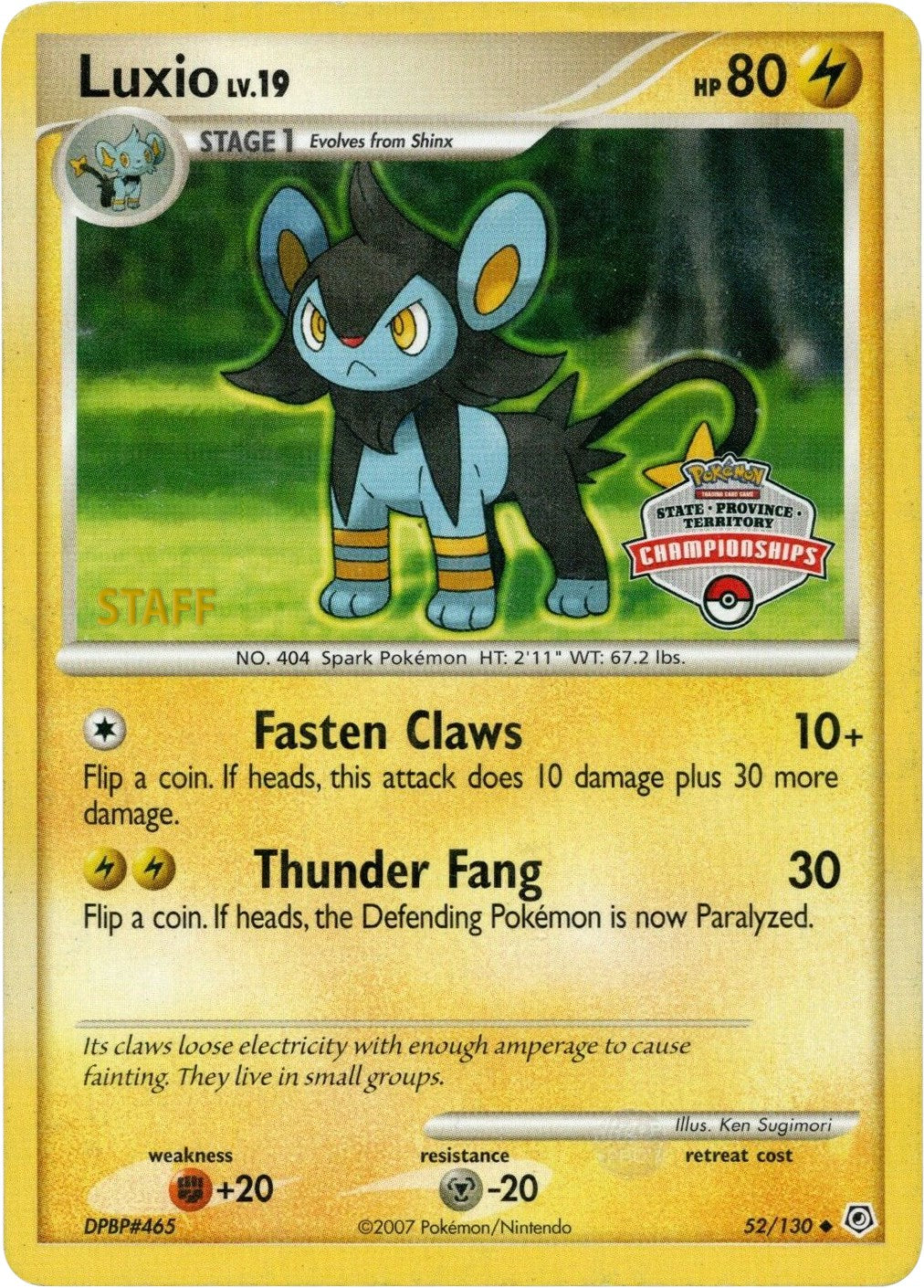 Luxio (52/130) (State Championship Promo) [Diamond & Pearl: Base Set] - Card Brawlers | Quebec | Canada | Yu-Gi-Oh!