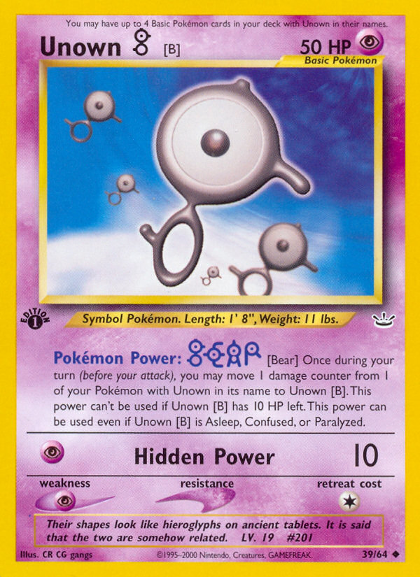 Unown [B] (39/64) [Neo Revelation 1st Edition] - Card Brawlers | Quebec | Canada | Yu-Gi-Oh!