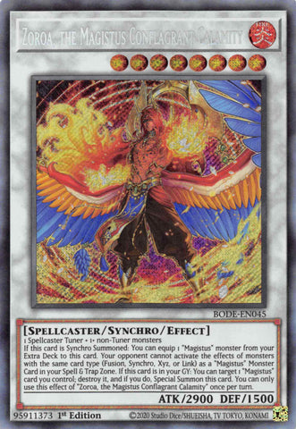Zoroa, the Magistus Conflagrant Calamity [BODE-EN045] Secret Rare - Card Brawlers | Quebec | Canada | Yu-Gi-Oh!