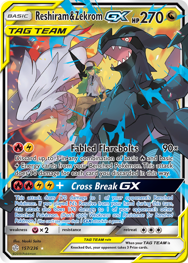 Reshiram & Zekrom GX (157/236) [Sun & Moon: Cosmic Eclipse] - Card Brawlers | Quebec | Canada | Yu-Gi-Oh!