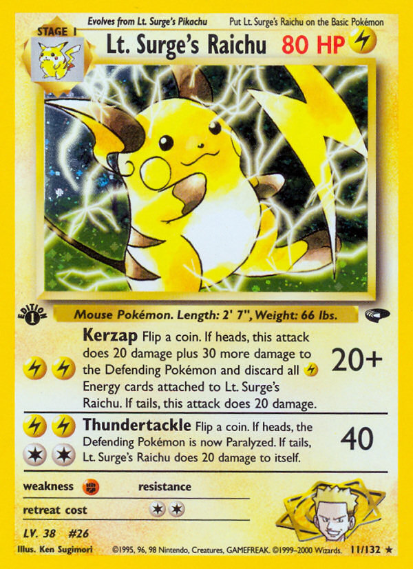 Lt. Surge's Raichu (11/132) [Gym Challenge 1st Edition] - Card Brawlers | Quebec | Canada | Yu-Gi-Oh!