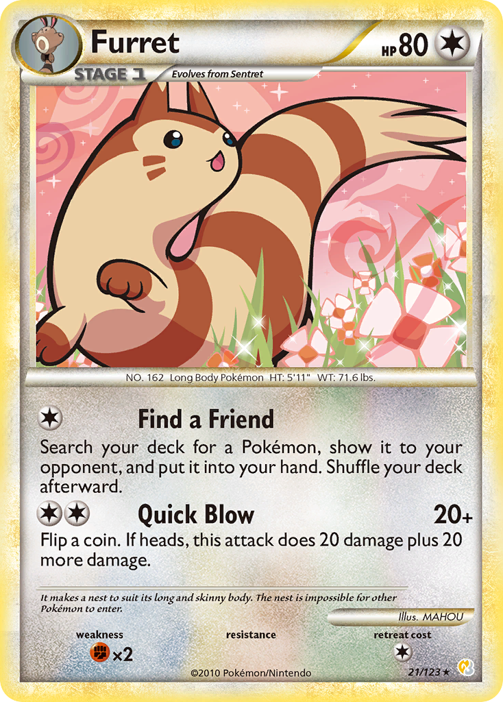 Furret (21/123) [HeartGold & SoulSilver: Base Set] - Card Brawlers | Quebec | Canada | Yu-Gi-Oh!
