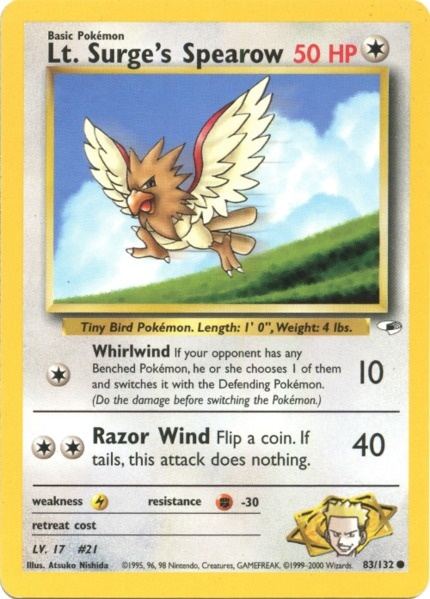 Lt. Surge's Spearow (83/132) [Gym Heroes Unlimited] - Card Brawlers | Quebec | Canada | Yu-Gi-Oh!