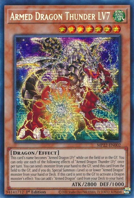 Armed Dragon Thunder LV7 [MP22-EN002] Prismatic Secret Rare - Card Brawlers | Quebec | Canada | Yu-Gi-Oh!