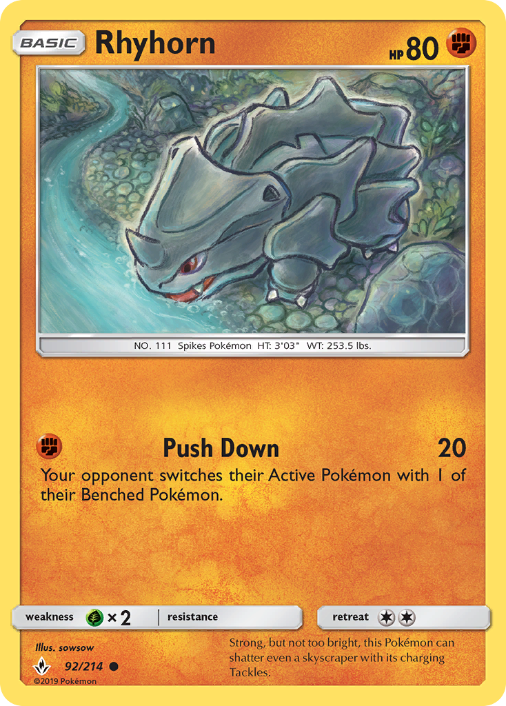 Rhyhorn (92/214) [Sun & Moon: Unbroken Bonds] - Card Brawlers | Quebec | Canada | Yu-Gi-Oh!
