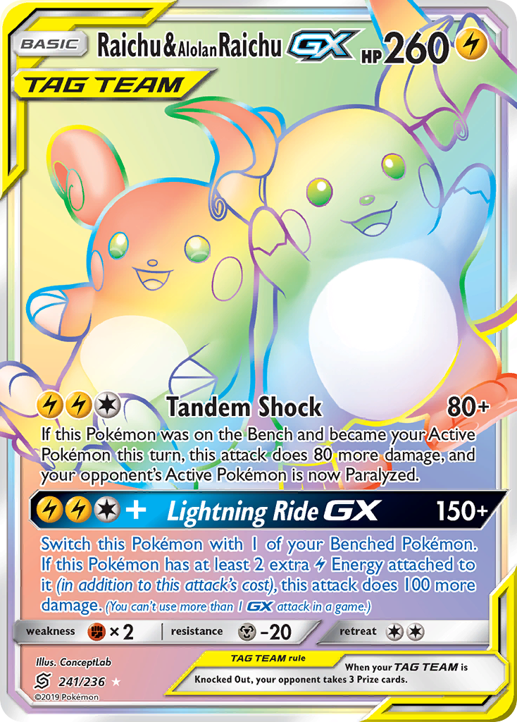 Raichu & Alolan Raichu GX (241/236) [Sun & Moon: Unified Minds] - Card Brawlers | Quebec | Canada | Yu-Gi-Oh!