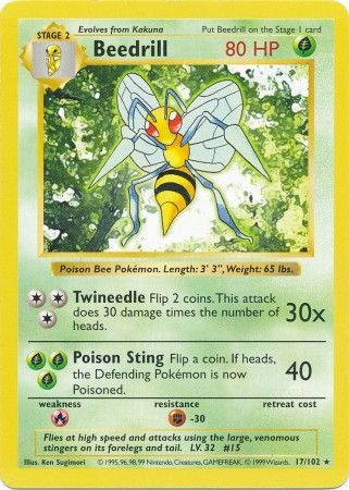 Beedrill (17/102) [Base Set Shadowless Unlimited] - Card Brawlers | Quebec | Canada | Yu-Gi-Oh!