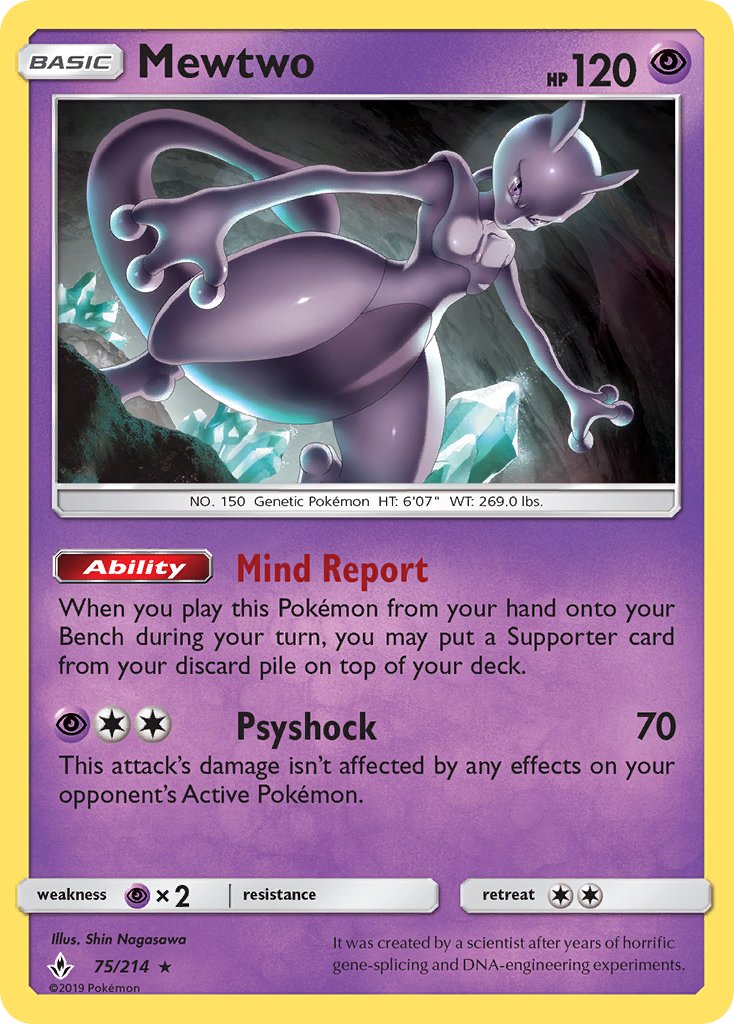 Mewtwo (75/214) (Cracked Ice Holo) (Theme Deck Exclusive) [Sun & Moon: Unbroken Bonds] - Card Brawlers | Quebec | Canada | Yu-Gi-Oh!
