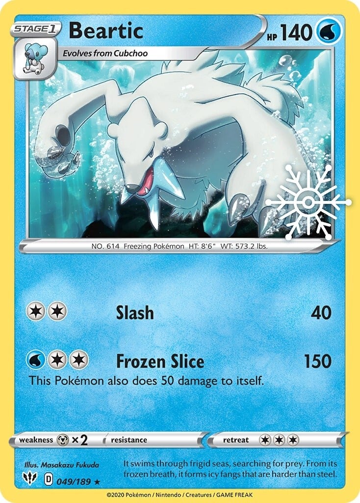 Beartic (049/189) (Holiday Calendar) [Sword & Shield: Darkness Ablaze] - Card Brawlers | Quebec | Canada | Yu-Gi-Oh!
