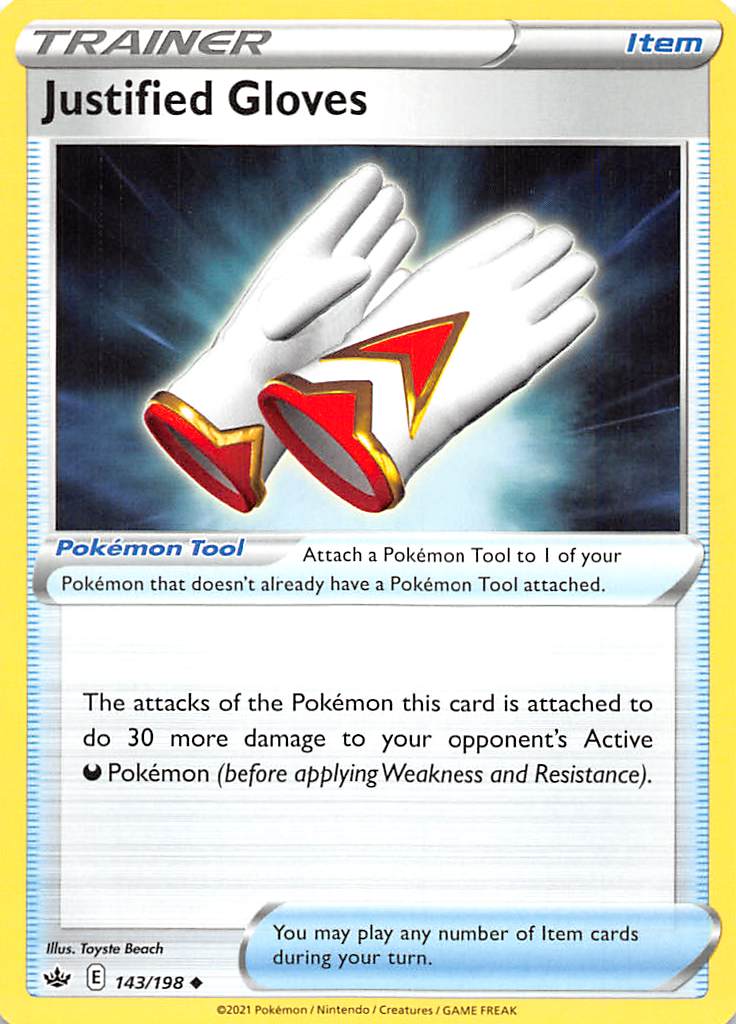 Justified Gloves (143/198) [Sword & Shield: Chilling Reign] - Card Brawlers | Quebec | Canada | Yu-Gi-Oh!
