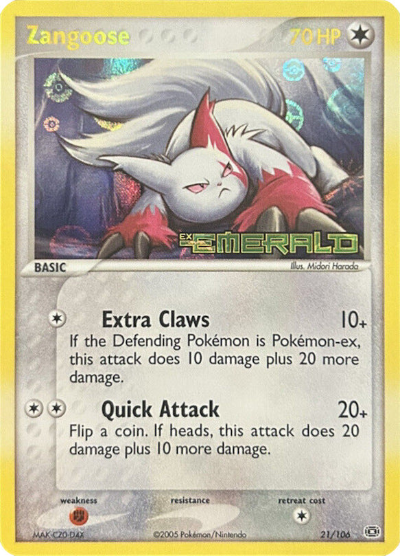 Zangoose (21/106) (Stamped) [EX: Emerald] - Card Brawlers | Quebec | Canada | Yu-Gi-Oh!