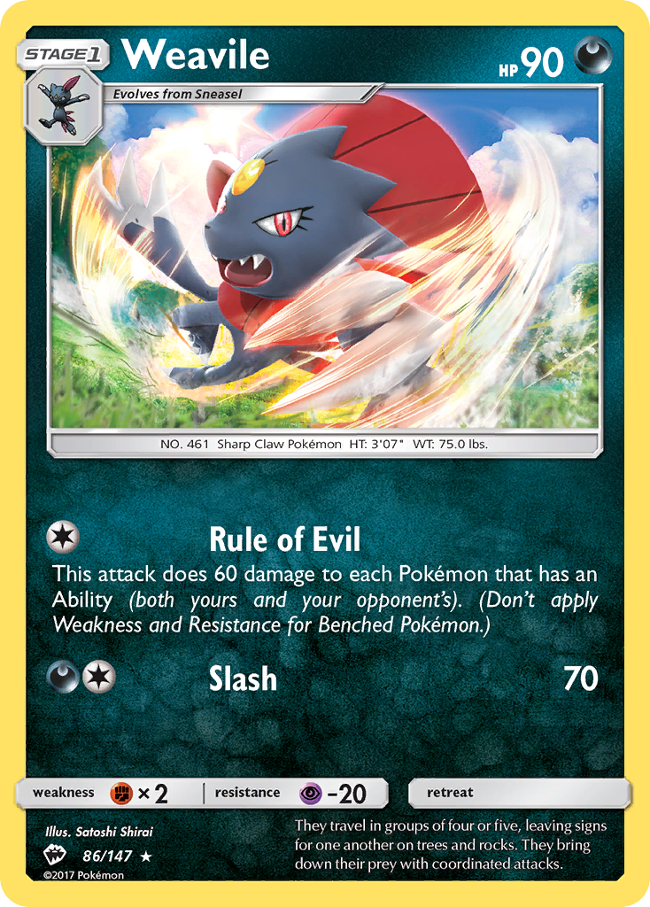 Weavile (86/147) [Sun & Moon: Burning Shadows] - Card Brawlers | Quebec | Canada | Yu-Gi-Oh!